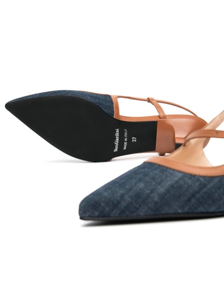 Nero Giardini slingback in tessuto e pelle